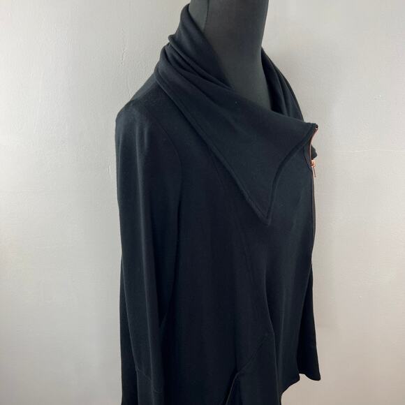 NEW TEREZ Black Foldover Collar 1/2 Zip Sweater Zipper Hem Tunic Jacket USA S - Picture 3 of 7